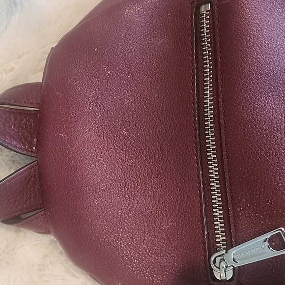 Rebecca Minkoff "Julian" Distressed Black Cherry Backpack Silver Tone Hardware - Picture 4 of 11